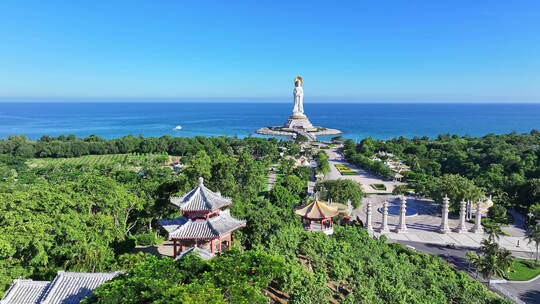 航拍海南三亚南山文化旅游区南山海上观音