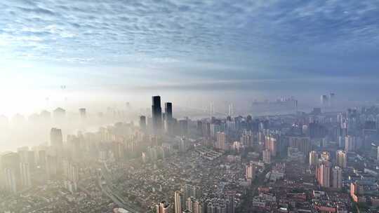上海日出 上海夏天 城市发展 董家渡视频素材模板下载