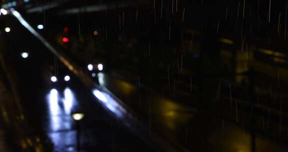 雨夜城市车流街道马路深夜交通