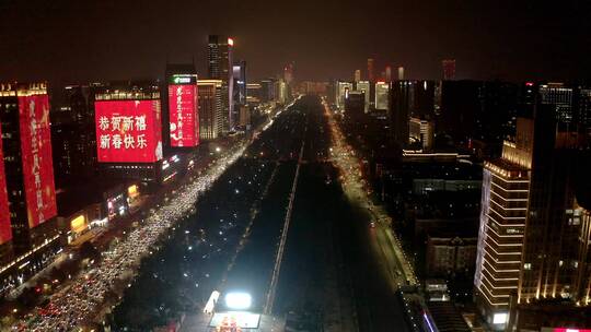 航拍西安延平门周边夜景