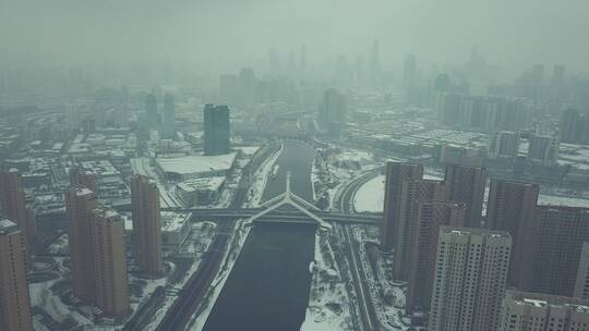 天津之眼雪景航拍视频素材模板下载
