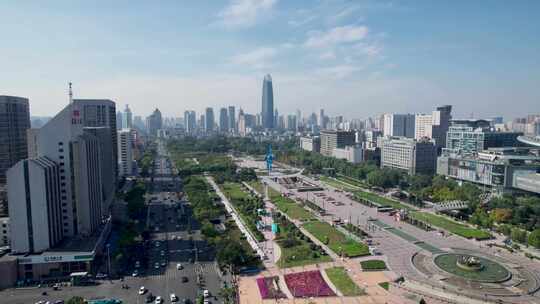 山东济南泉城广场风光风景航拍