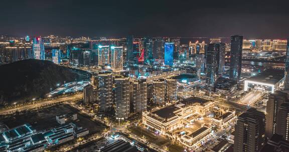 横琴口岸航拍环绕延时夜景0817