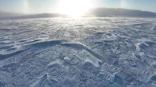 冬天呼伦贝尔自然风光雪景寒风暖阳