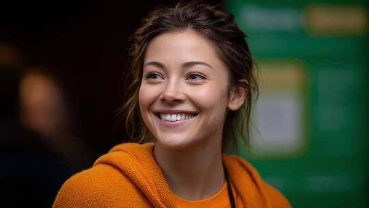 自信微笑的年轻女性展现积极乐观心态