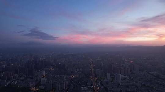 福建福州城市清晨日出彩霞航拍
