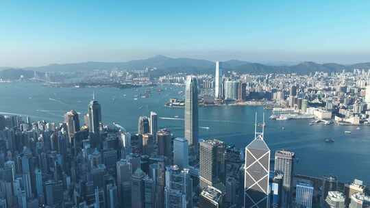 香港维多利亚港航拍香港城市建筑风光风景