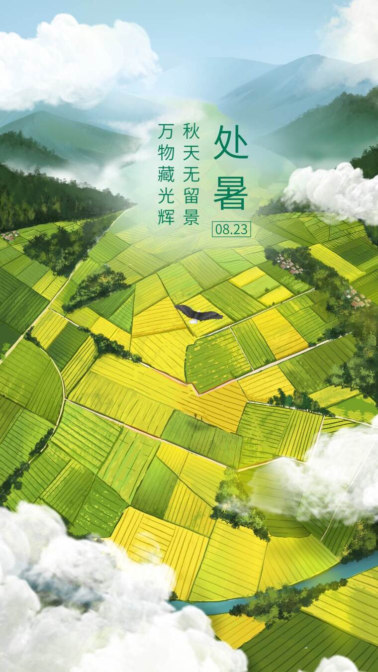 竖版海报动画 处暑海报 中国风24节气