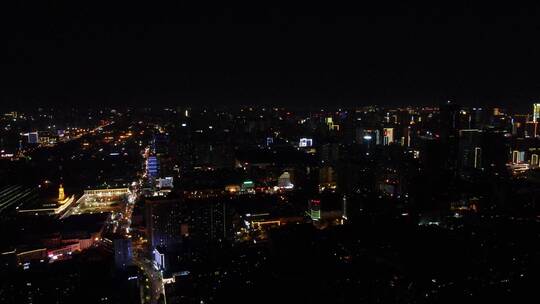 航拍城市夜景交通车辆行驶