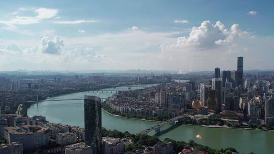 航拍广西柳州城市景观全景 4k