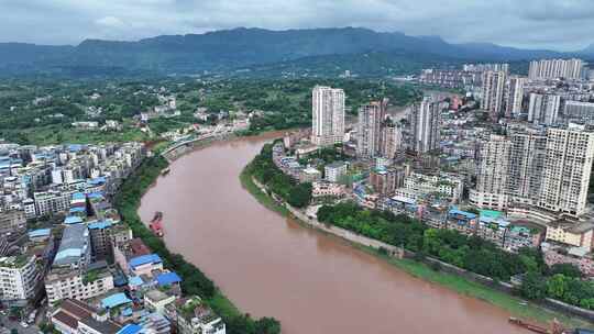 贵州遵义赤水市航拍城市建筑风光