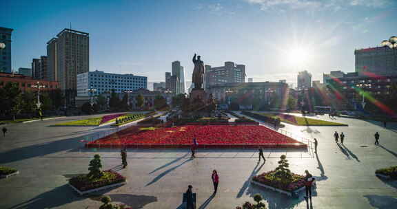 沈阳国庆节街道节日装扮