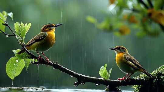 意境下雨雨景屋檐雨天江南烟雨雨滴屋檐雨水
