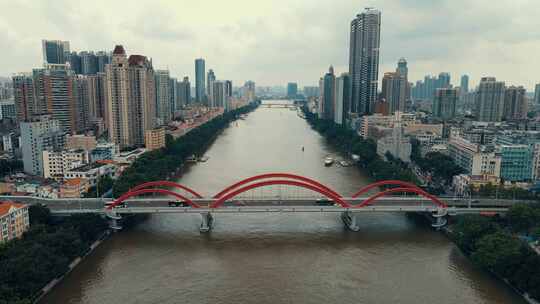 广州桥梁建筑多镜头珠江风光
