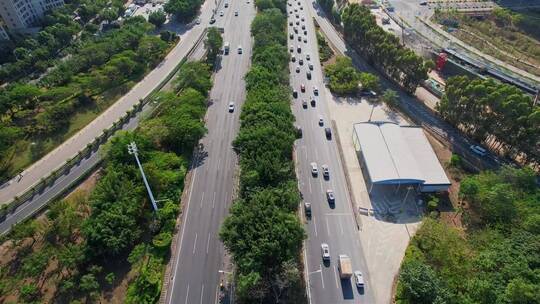 航拍厦门城市道路景观