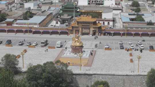 青海省黄南藏族自治州隆务大寺航拍藏族佛教