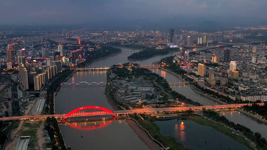 浙江金华城市地标夜景航拍合集