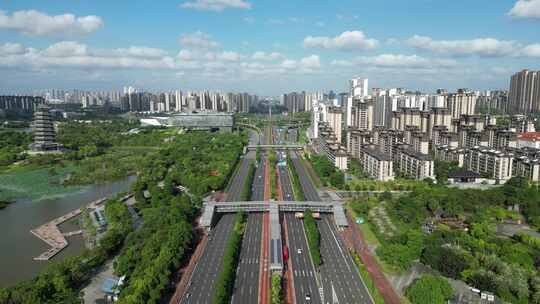 南宁航拍 城市高速公路 高楼大厦 大景