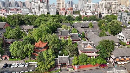 航拍四川成都文殊院