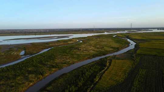 平原大地-黄河湿地河滩河道治量航拍