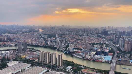 南海桂城平洲傍晚时刻航拍