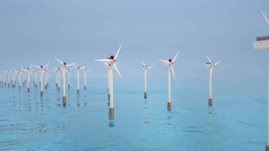 海上的风力发电场C4D动画