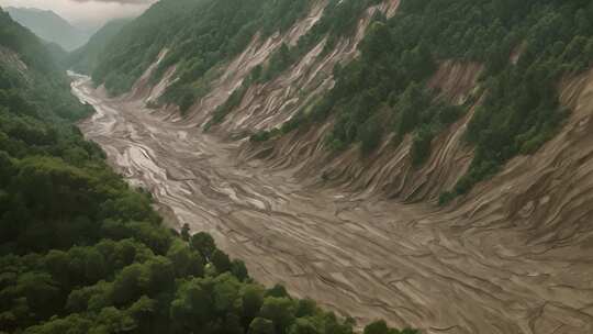泥石流自然灾害航拍