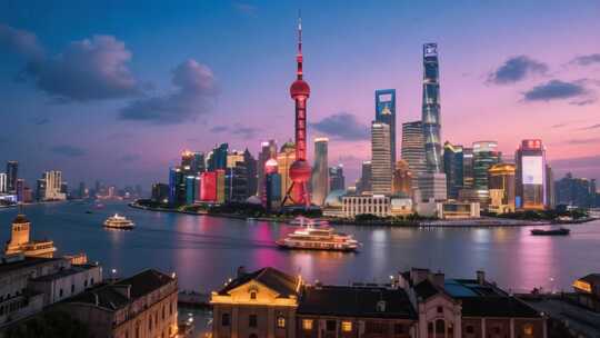 上海外滩远眺陆家嘴天际线