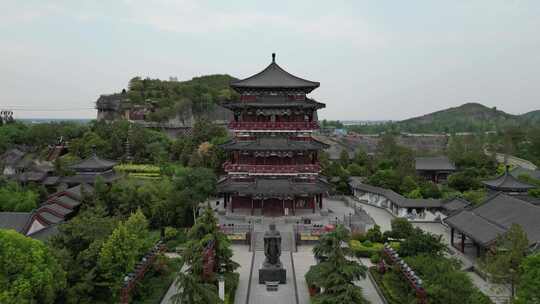 航拍河南商丘芒砀山旅游区夫子山景区