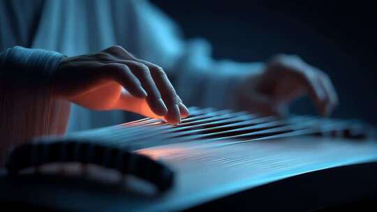 古筝演奏者指尖流淌出的古典韵味