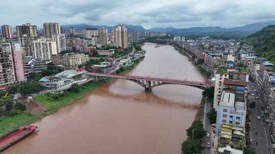 贵州遵义赤水市航拍城市建筑风光