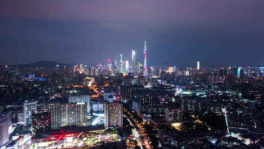 广州海珠区夜景延时4k