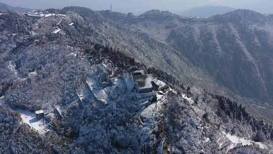 湖南衡阳南岳衡山冬季雾凇雪景航拍