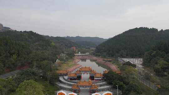 航拍四川遂宁观音故里灵泉寺