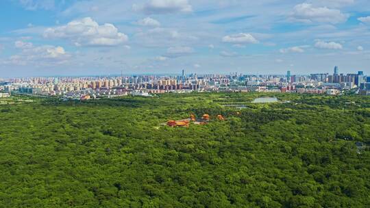 中国辽宁沈阳北陵城市风景与古建筑航拍全景