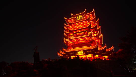 武汉标志建筑黄鹤楼夜景