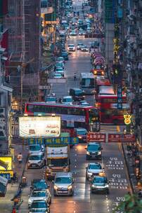 香港城市街景车流人流延时