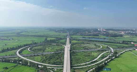 湖北省黄梅县高速公路互通立交航拍视频