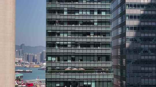 香港中环写字楼航拍视频素材模板下载