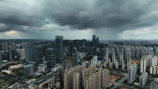 南宁五象总部基地雨景延时