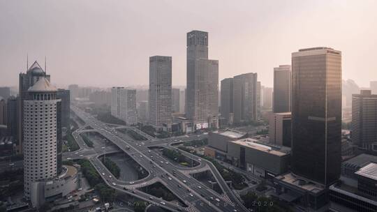 北京国贸桥晚高峰车流延时