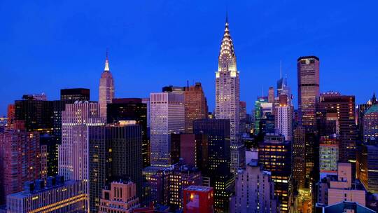 纽约城市日出夜晚转白天延时摄影