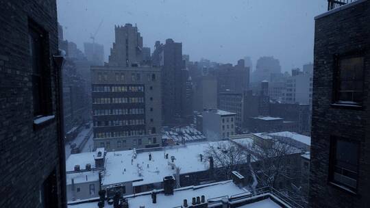 城市冬季的下雪天气