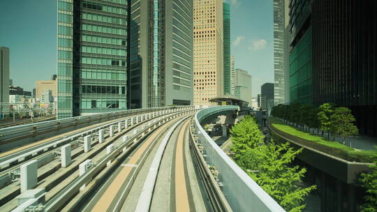 东京单轨列车的轨道pov拍摄视频素材模板下载