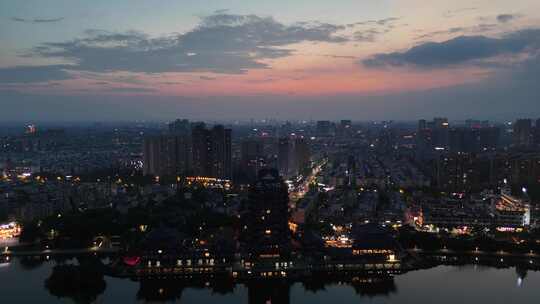 航拍四川眉山建设眉山夜景