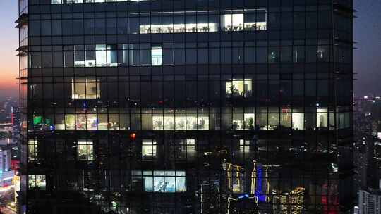 长沙五一广场国金中心夜景蓝调时刻城市上空