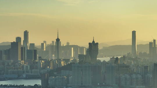 粤港澳大湾区城市澳门旅游城市天际线