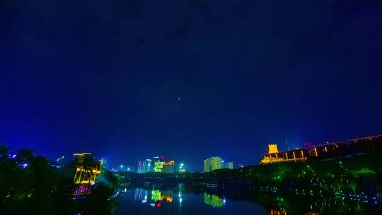 南宁民歌湖东盟商务区城市天际线夜景