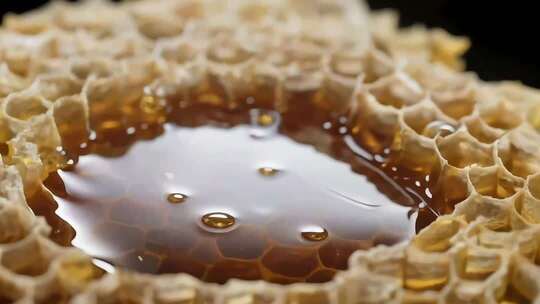蜂巢内蜂蜜微距画面
