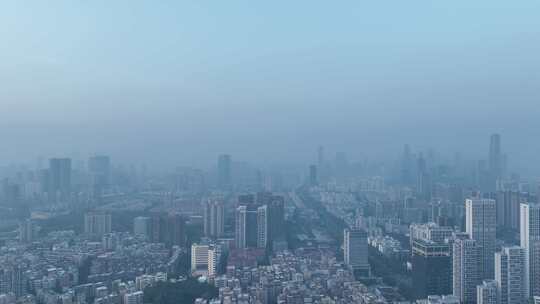 雾霾天深圳南山区航拍